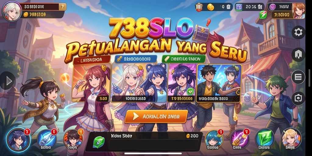 Screenshot gameplay 738SLOT menampilkan suasana permainan Anime yang seru.