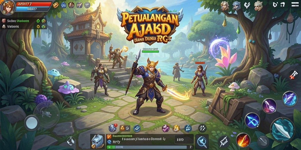 Screenshot menampilkan pertempuran epik dalam dunia RPG API77.