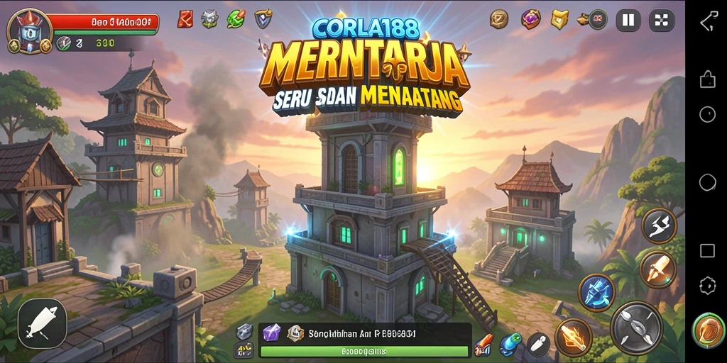 Screenshot menunjukkan serangan menara yang dramatis dalam <strong>CORLA188</strong>.