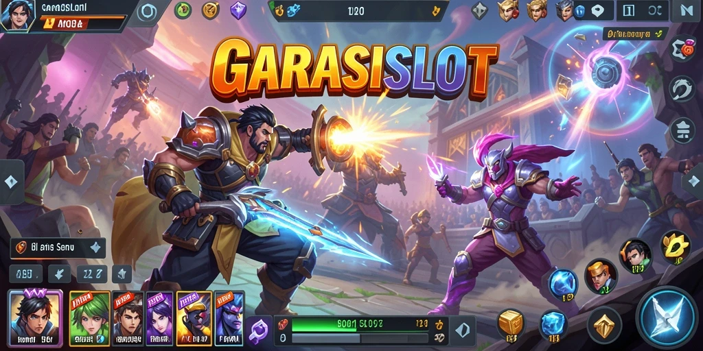 Screenshot <strong>GARASISLOT</strong> yang menunjukkan aksi intens di arena MOBA.