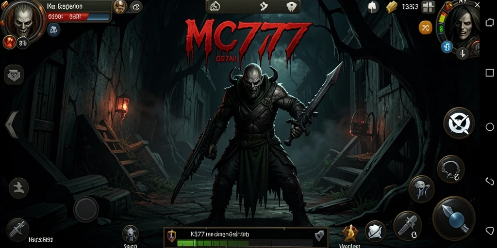 Screenshot gameplay MC777 menampilkan suasana horror yang mencekam.