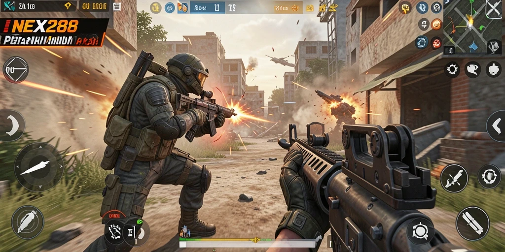 Gameplay seru dalam NEX288 saat pertempuran intens.