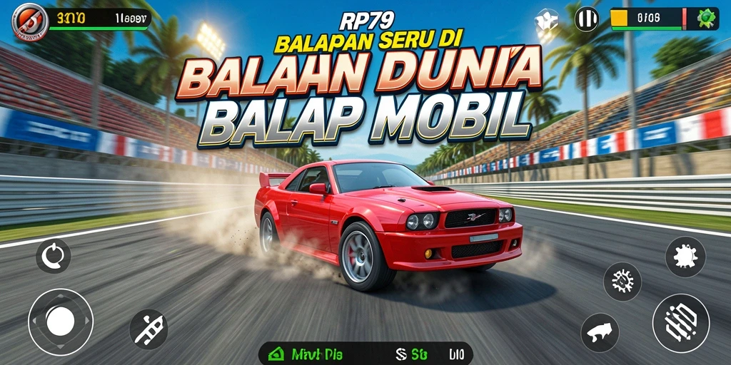 Tampilan seru gameplay RP79 saat balapan di trek menantang.