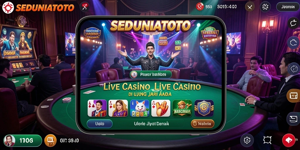 Screenshot SEDUNIATOTO menunjukkan gameplay Live Casino yang seru dan interaktif.