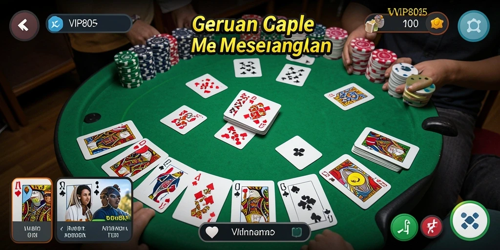 Tampilan gameplay VIP805 yang dinamis dalam bermain Gaple.